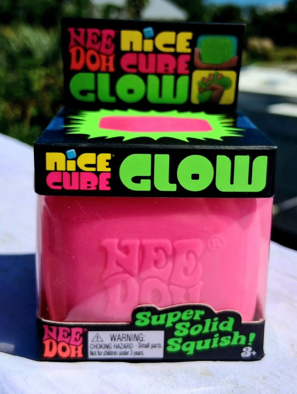 NEEDOH Nice Cube GLOW- Pink, Super Solid Squish Toy NEW IN BOX! By Schylling
